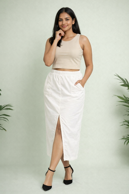 Ivory Line Corduroy Midi Skirt