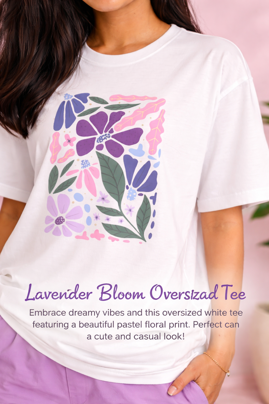 Lavender Bloom Oversized Tee