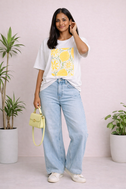 Lemon Bloom Oversized Tee