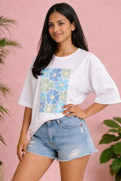 Pastel Bloom Oversized Tee