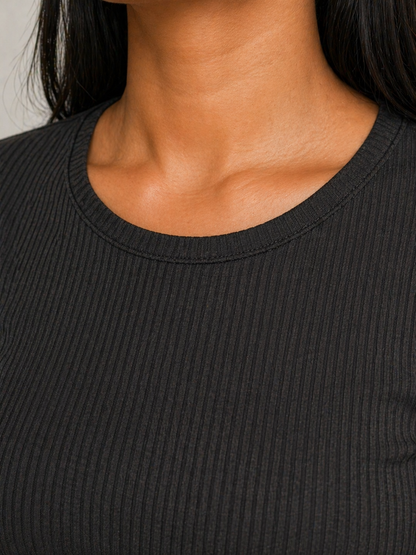 Sleek Black Rib Crop