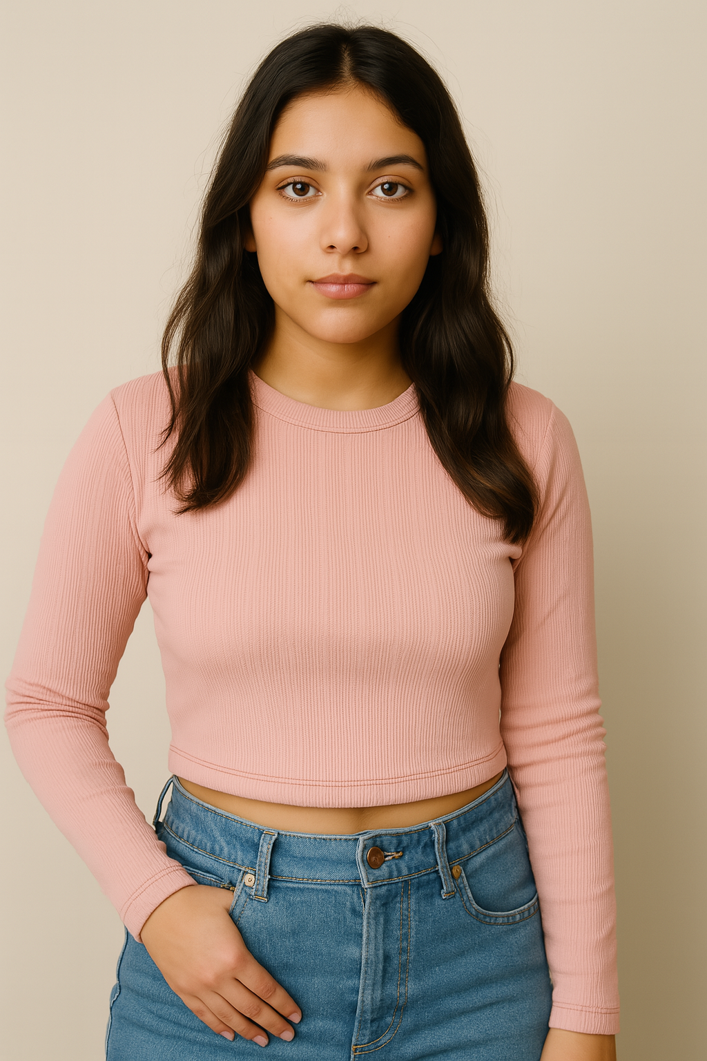 Rib Crop Top - Rose Pink