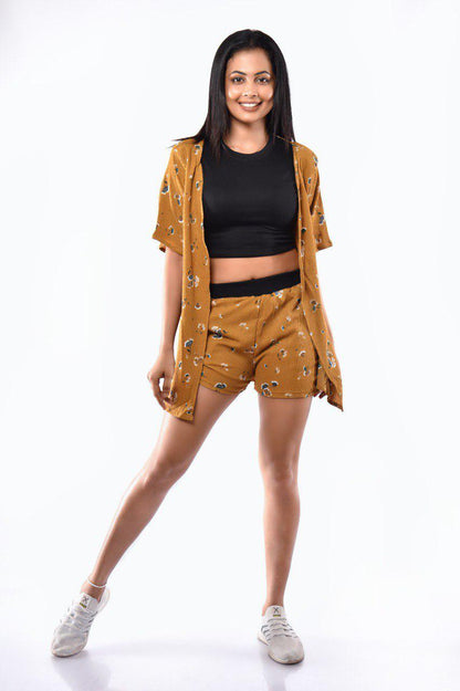 Floral Short & Overcoat - Yellow