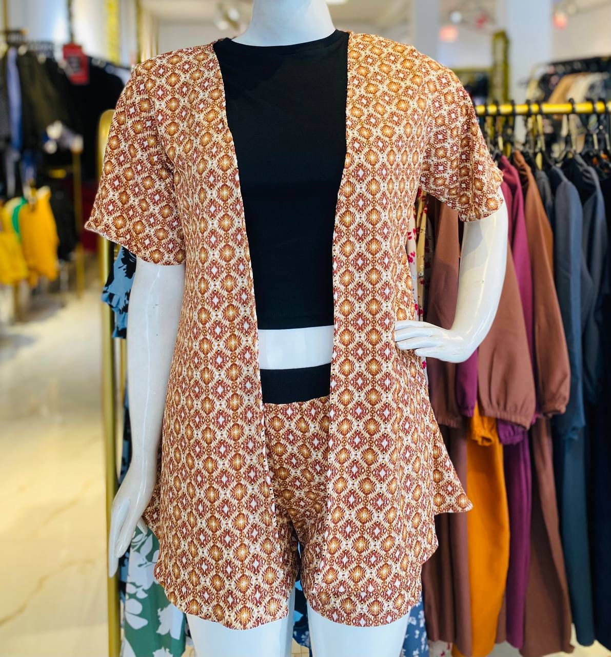 Floral Short & Overcoat - Orange