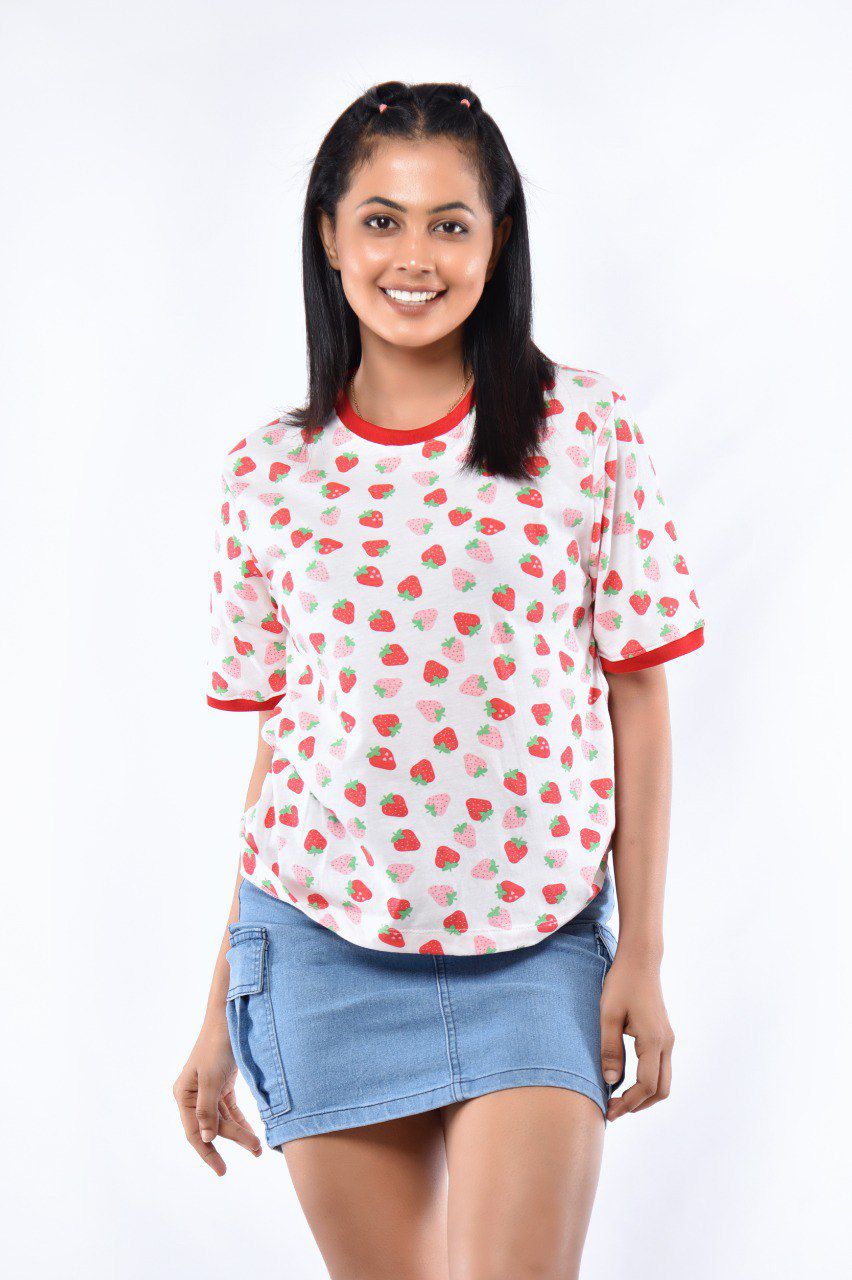 Floral T-shirt - Strawberry