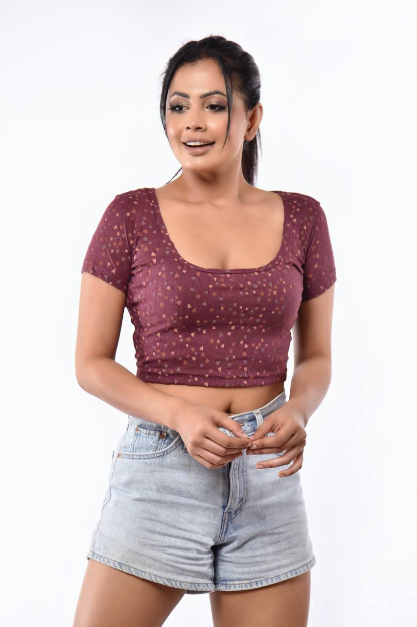Lace Crop Top - Maroon